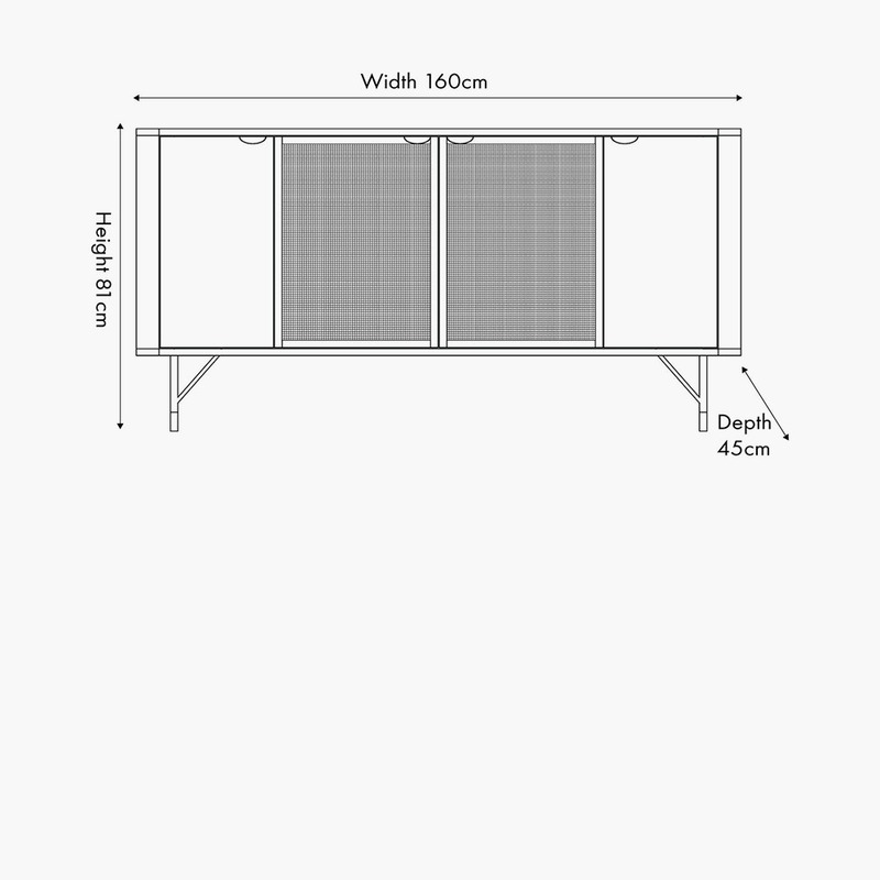 Fiji 4 Door Rattan Sideboard