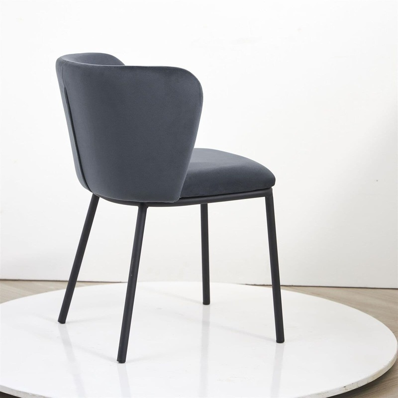 Black Round Marble Table with Set of 4 Velvet Bull Head Chairs