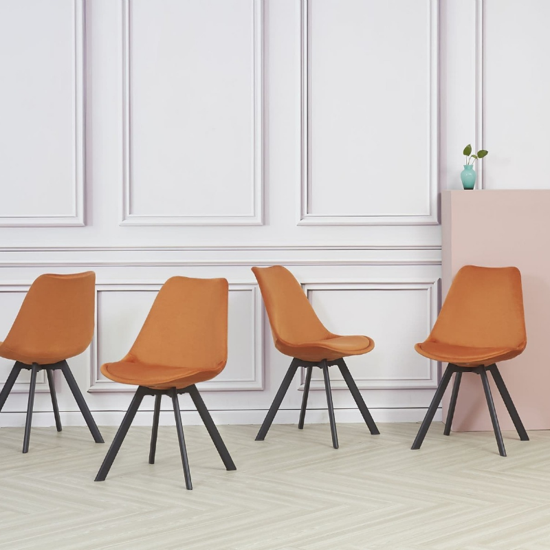 Alexandra Black Dining Table with 4 Velvet Tulip Chairs