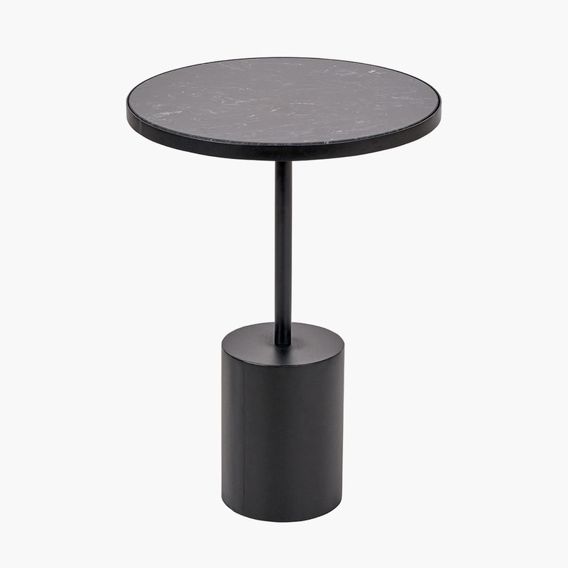 Enzo Black Marble Side Table