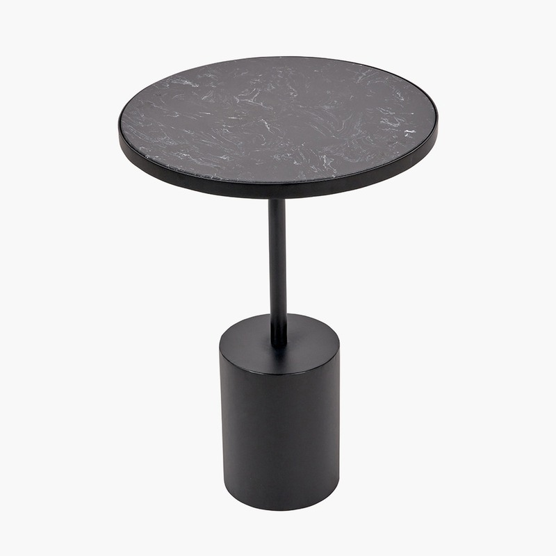 Enzo Black Marble Side Table