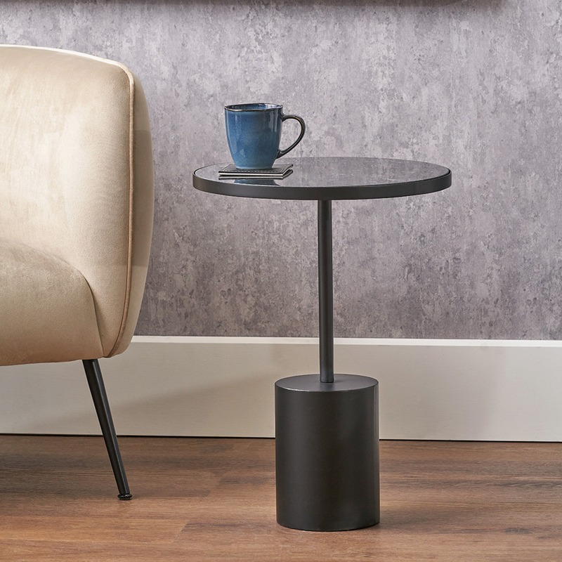 Enzo Black Marble Side Table