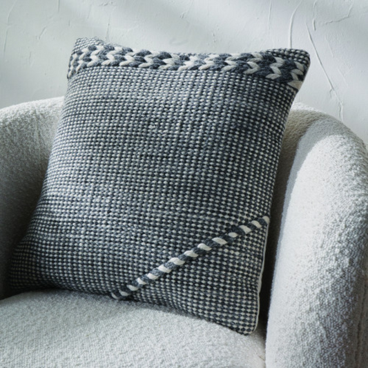 Grey and White Plaited Stripe Design Scatter Cushion
