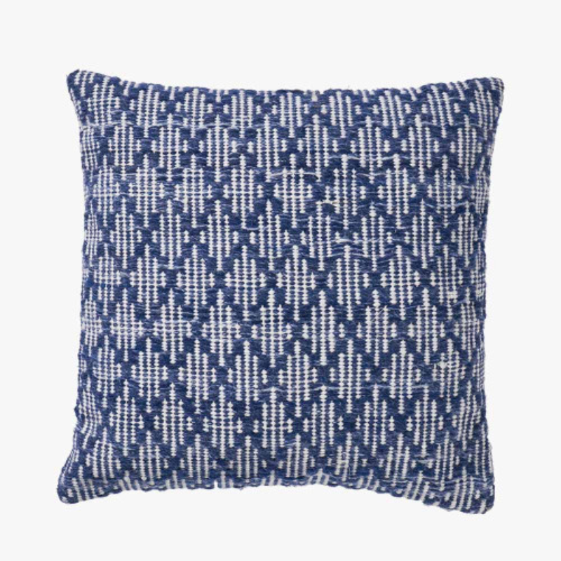 Denim Blue and White Ikat Design Scatter Cushion