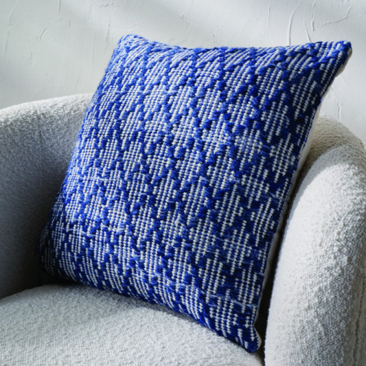 Denim Blue and White Ikat Design Scatter Cushion