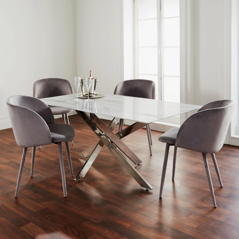 Marble Glass Rectangle Dining Table