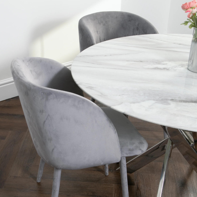 Marble Round Glass Dining Table