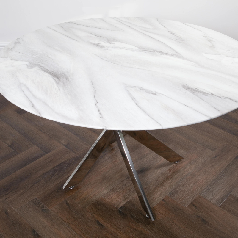 Marble Round Glass Dining Table