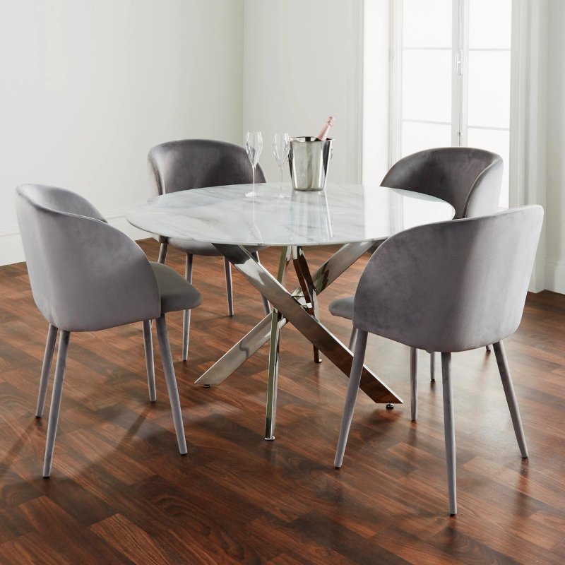 Marble Round Glass Dining Table