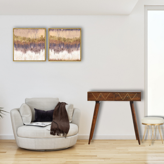 Geometric Brass Inlay Console Table