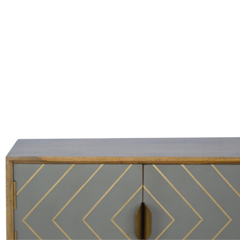 Sleek Cement Brass Inlay Media Unit