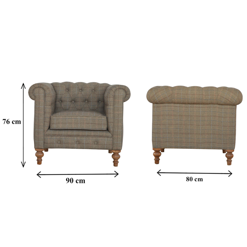 Chesterfield Multi Tweed Armchair