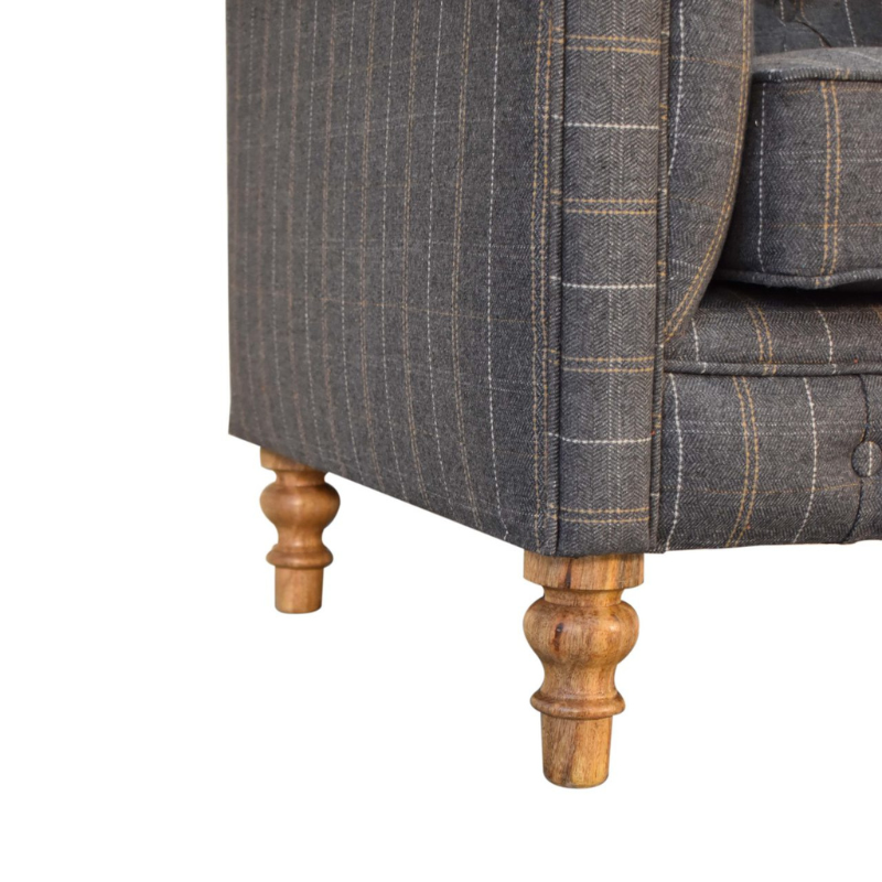 Pewter Tweed Chesterfield Armchair