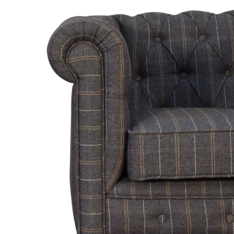 Pewter Tweed Chesterfield Armchair