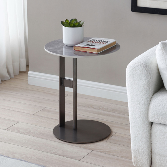 Angus Round Sintered Stone Side Table