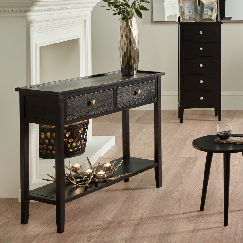 Chelmsford Black 2 Drawer Console Table