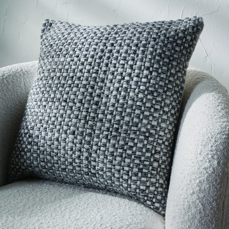 Graphite and White Basket Weave Design Scatter Cushion