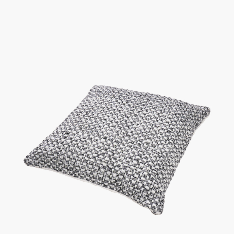 Graphite and White Basket Weave Design Scatter Cushion