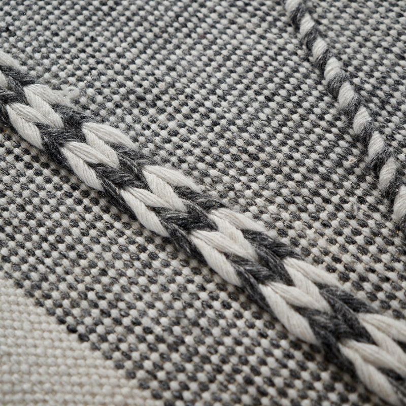 Grey and White Plaited Stripe Design Rug