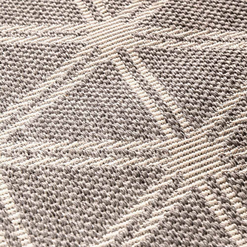 Silver and White Geometric Design Rug