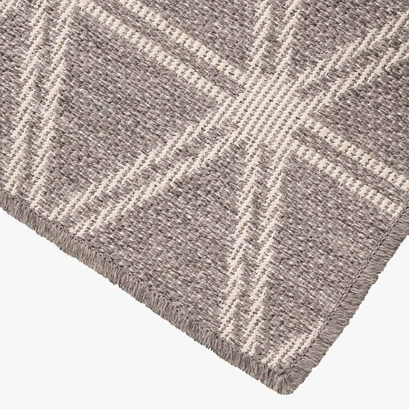 Silver and White Geometric Design Rug