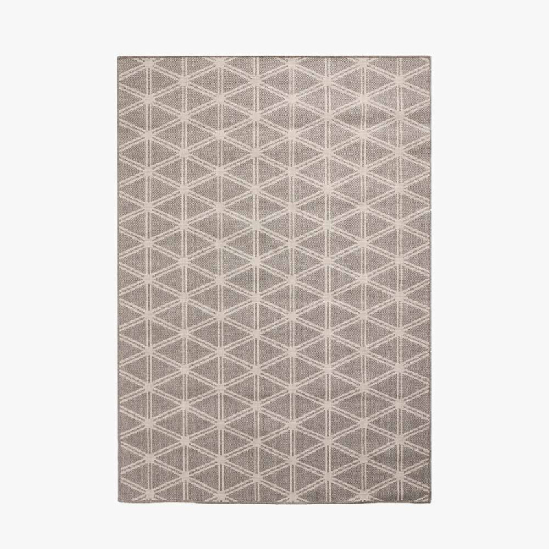 Silver and White Geometric Design Rug