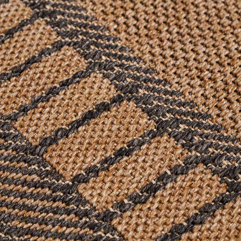 Natural and Black Border Design Rug