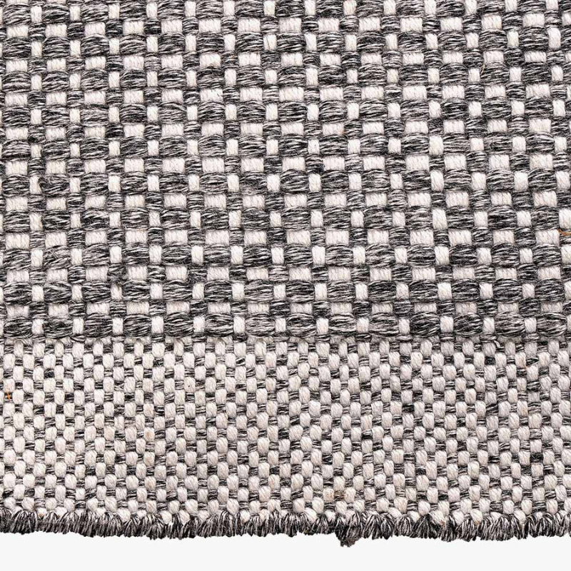 Graphite and White Basket Weave Design Rug