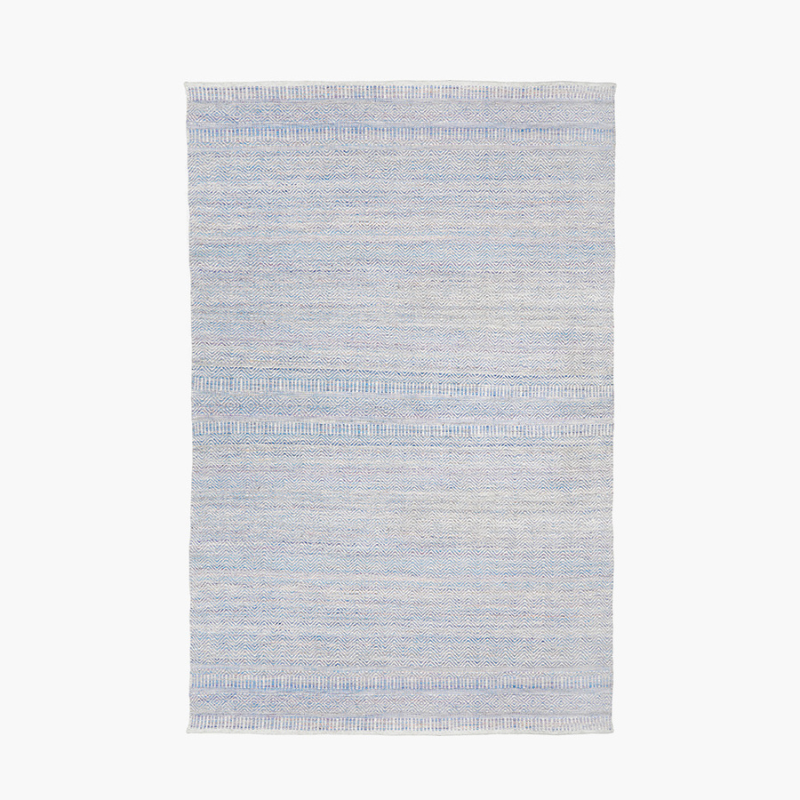 Aqua Blue and White Inca Design Rug