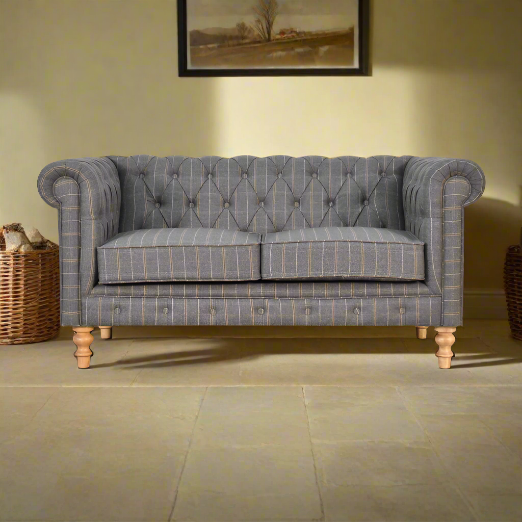 Pewter Tweed Chesterfield Sofa